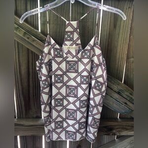 Pixi + Ivy Geometric Racerback Spaghetti Strap V-Neck Tank Top Size S